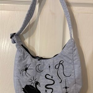 BAGGU Light Blue Shoulder Bag with Black Designs